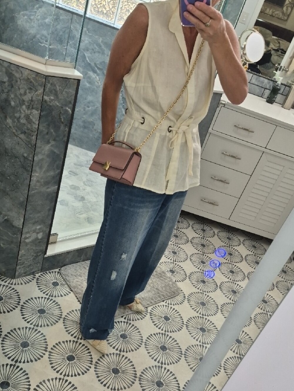 NWT Kate Spade Leather 'Dusty Rose' Convertable Crossbody w/Gold Chain
